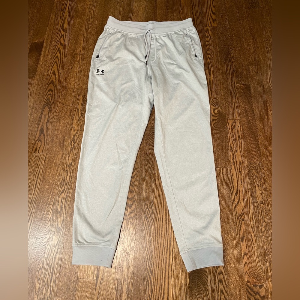 Under Armour light grey loose fit joggers with pockets. Size L.